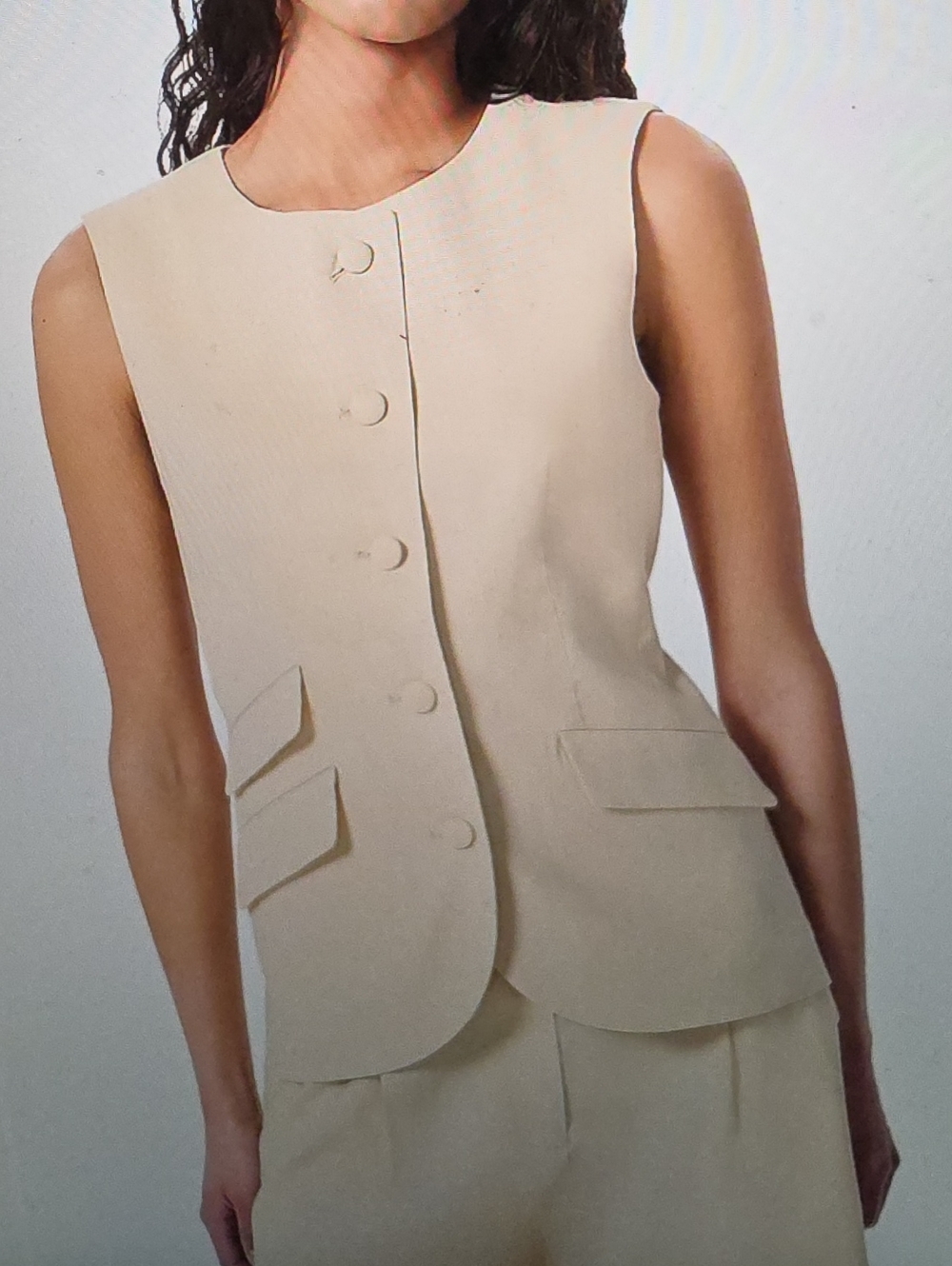 rag & bone Light Tan Linen Crew Vest